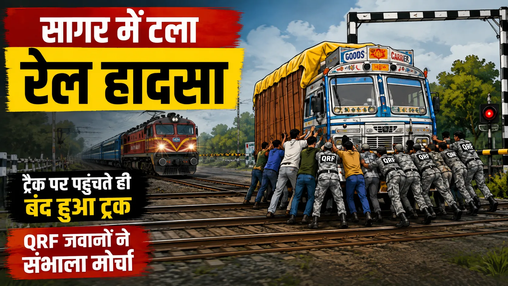 Sagar Train Accident News: रेलवे ट्रैक पर बंद हुआ मालवाहक ट्रक, QRF जवानों ने धक्का देकर टाला बड़ा हादसा