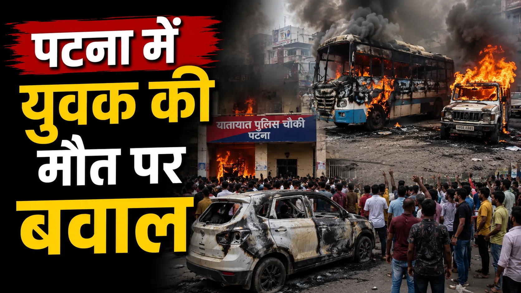 पटना सड़क हादसे के बाद हिंसा: युवक की मौत पर भड़का गुस्सा, 10 वाहन फूंके, ट्रैफिक पुलिस चौकी जलाई, NH-30 जाम