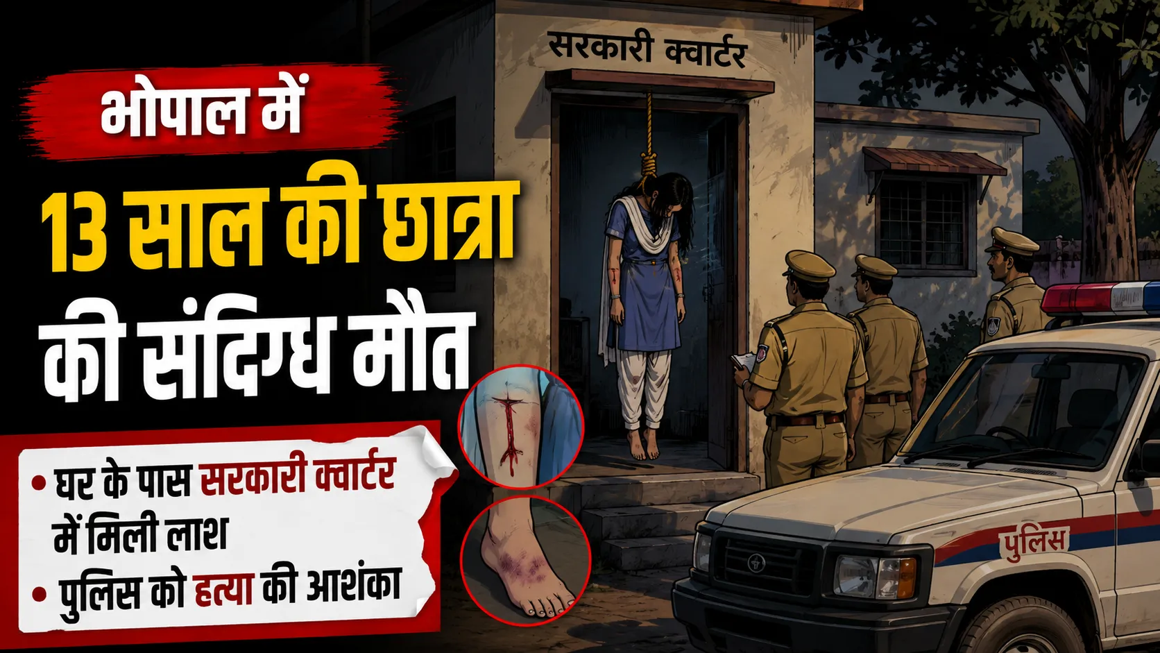भोपाल में 13 साल की छात्रा की संदिग्ध मौत, घर के पास सरकारी क्वार्टर में मिली लाश, पुलिस को हत्या की आशंका